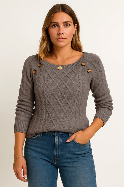 Women's Oversized Sweater Soft Wool Long Sleeve Casual Gray