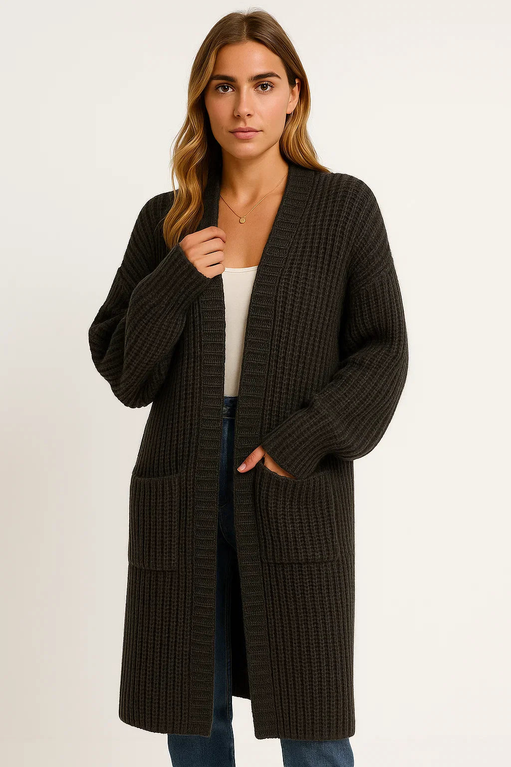 Women's Long Cardigan Soft Knit Open Front Casual Wear
