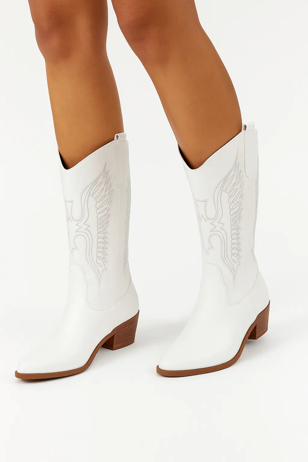 Women's Cowboy Boots Imitation Suede Block Heel Round Toe Western Boots