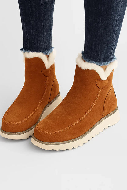 Women's Black Ankle Boots Microfiber Slip-On Flat Sole Winter-Friendly