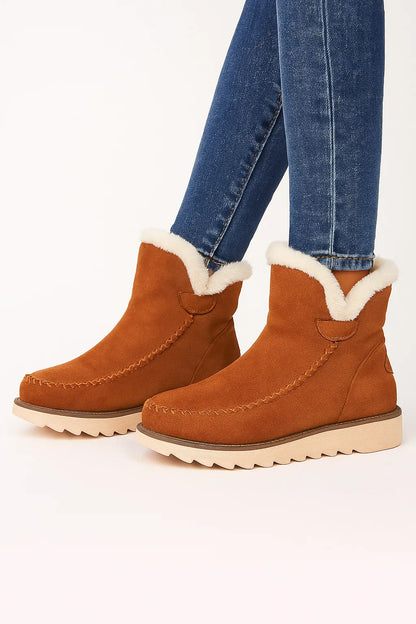 Women's Black Ankle Boots Microfiber Slip-On Flat Sole Winter-Friendly
