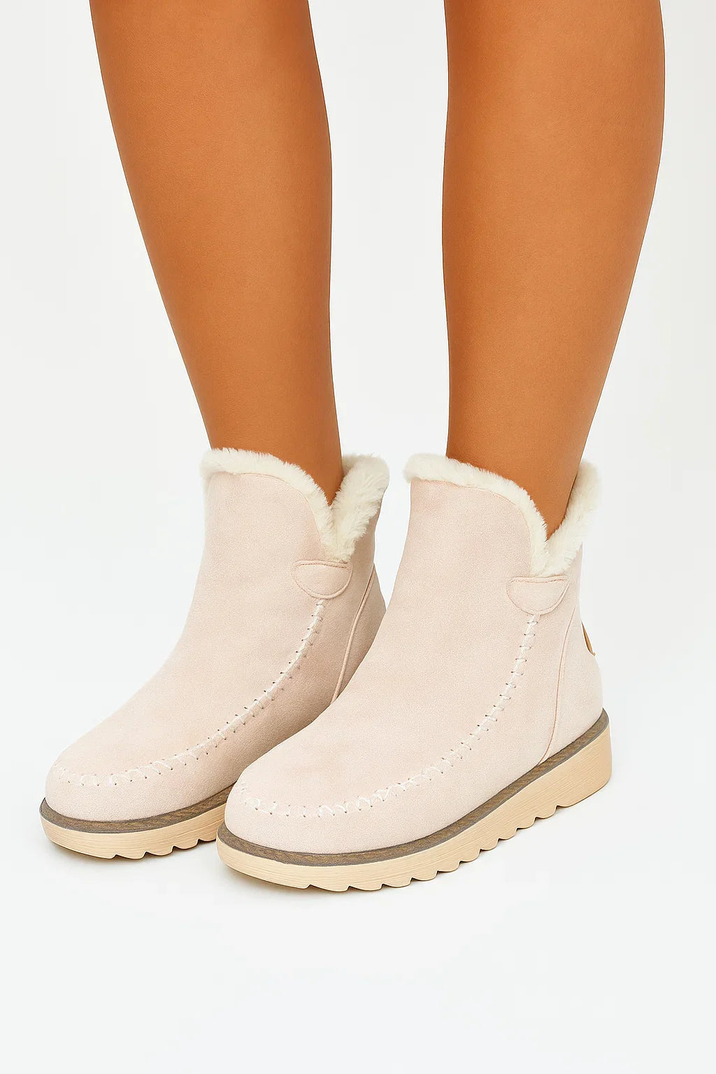 Women's Black Ankle Boots Microfiber Slip-On Flat Sole Winter-Friendly