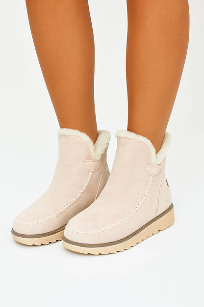 Women's Black Ankle Boots Microfiber Slip-On Flat Sole Winter-Friendly