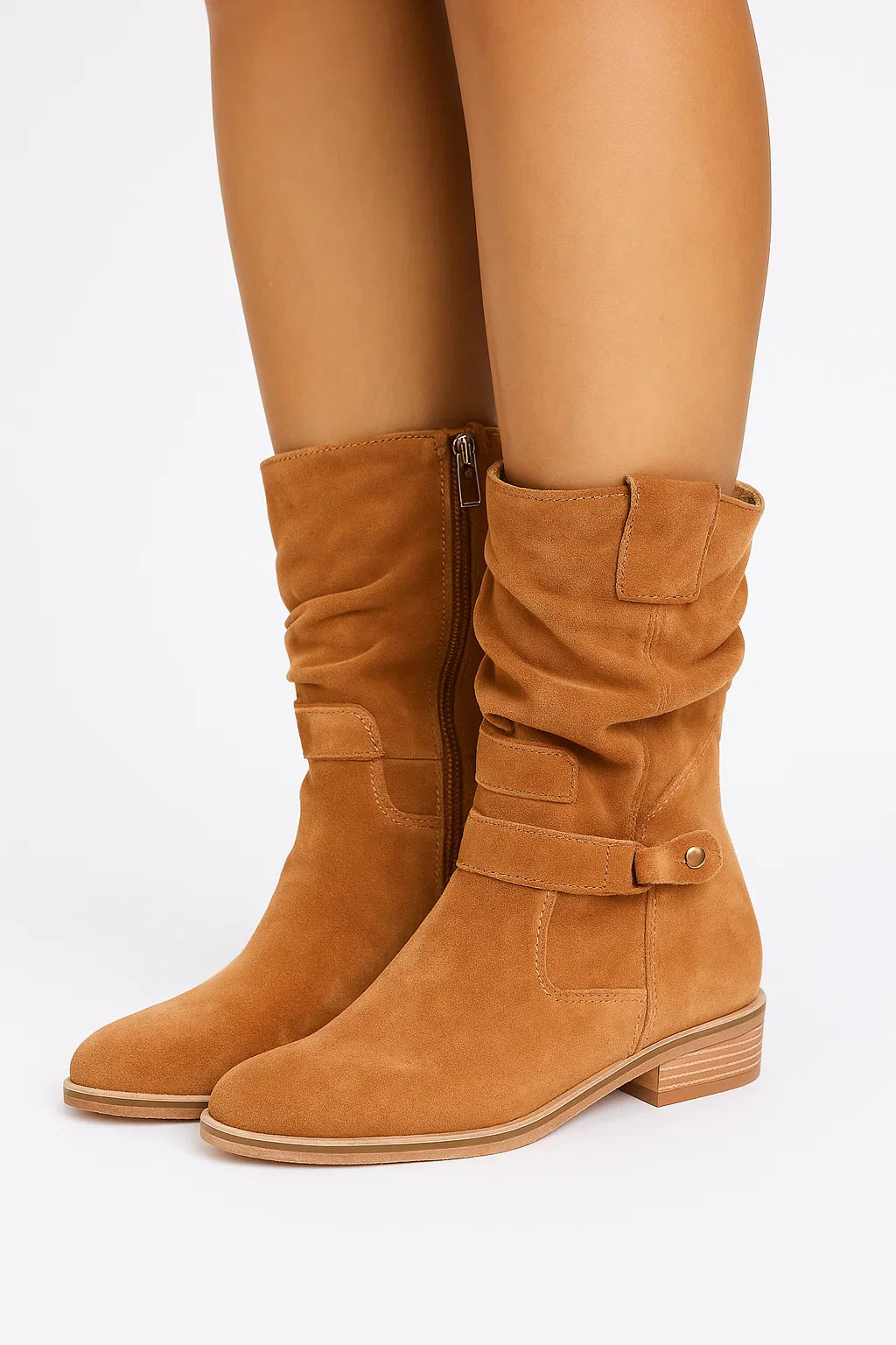 Women's Ankle Boots Leather Beige Comfortable Stylish Fashion Boots