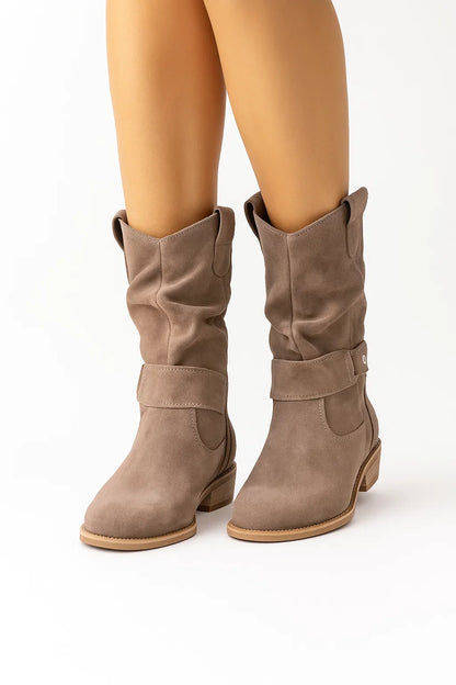 Women's Ankle Boots Leather Beige Comfortable Stylish Fashion Boots