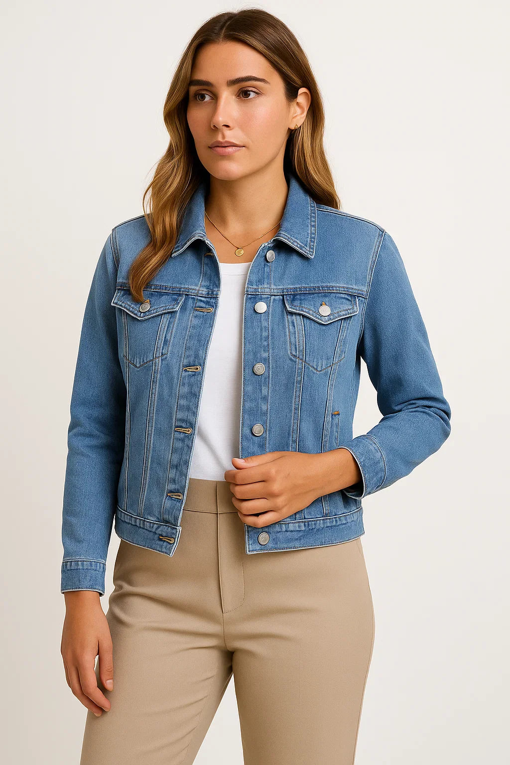 Women's Denim Jacket Blue Denim Casual Timeless Comfort Practical Pockets Modern Details