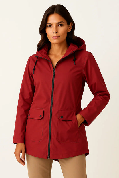 Women's Utility Jacket Gray Adjustable Fit with Hood and Zipper Pockets