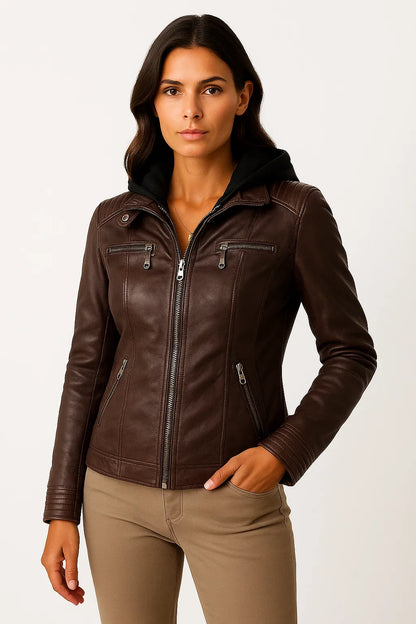 Women's Hoodie Black Soft Zipper Asymmetrical Design Moto Style For Women