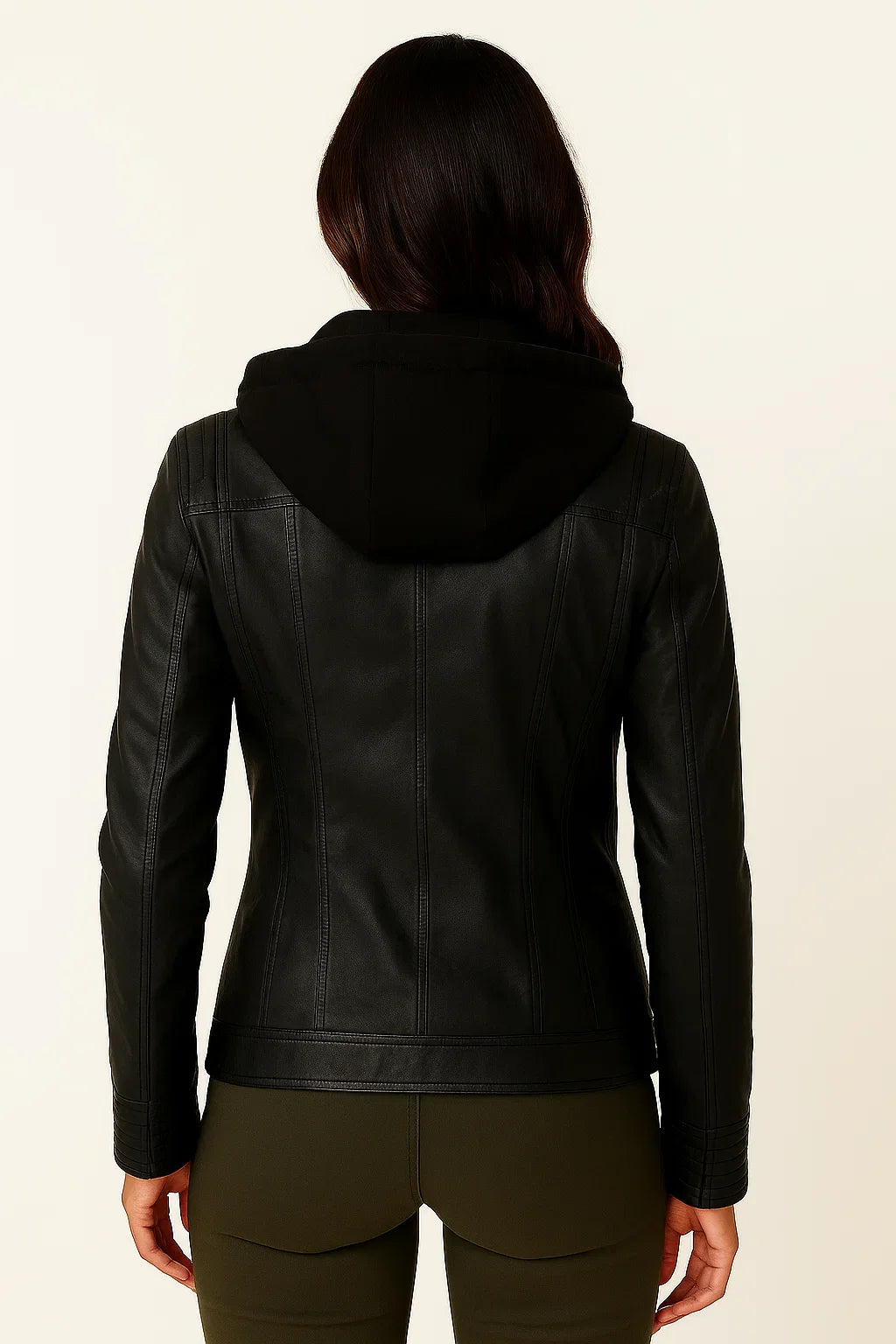 Women's Hoodie Black Soft Zipper Asymmetrical Design Moto Style For Women