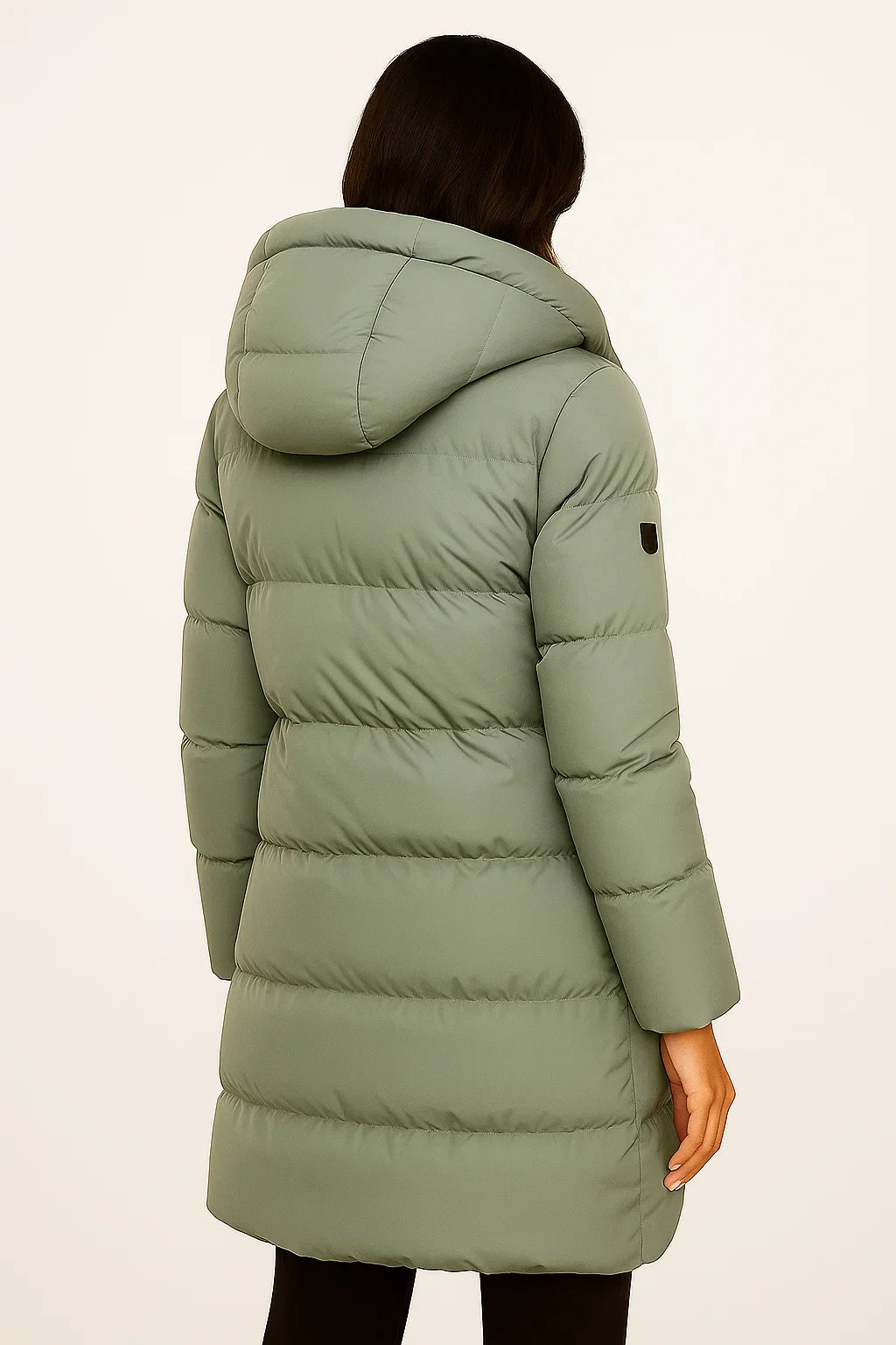 Women's Black Puffer Jacket Insulated Polyester Elegant Design for Fall and Winter