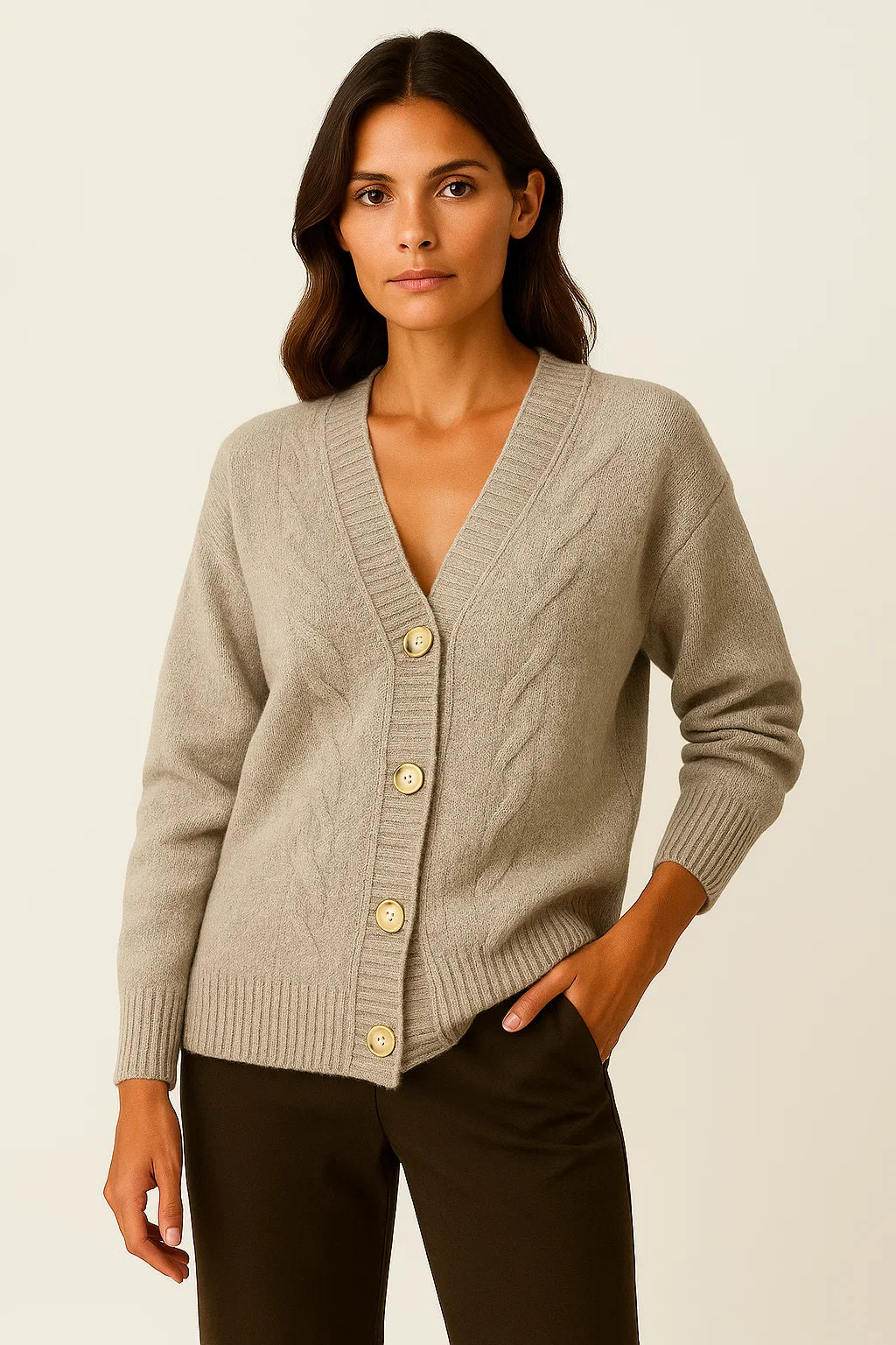 Women's Long Cardigan Soft Silk-Feel Elegant Knit Lightweight