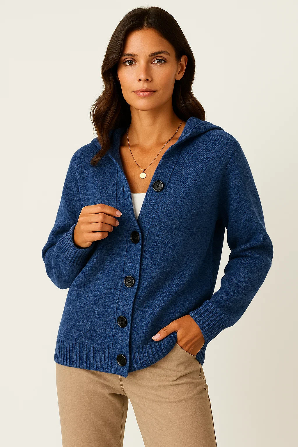 Women's Cardigan Grey Polyester Quilted Modern Design With Pockets