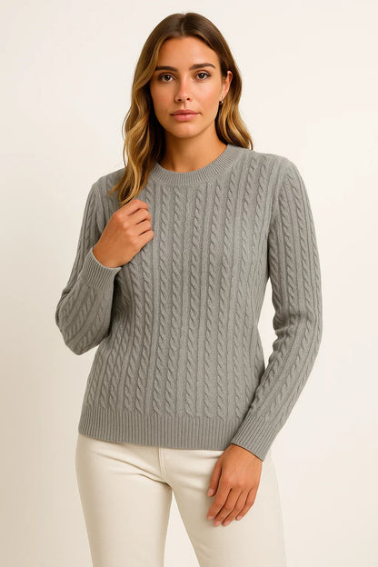 Women's Sweater Beige Wool Casual Relaxed Fit Ideal For Autumn