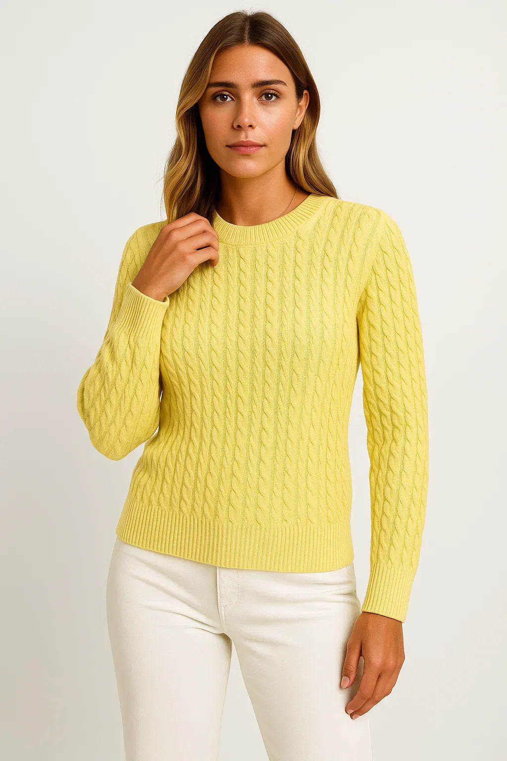 Women's Sweater Beige Wool Casual Relaxed Fit Ideal For Autumn