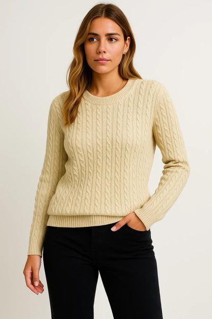 Women's Sweater Beige Wool Casual Relaxed Fit Ideal For Autumn