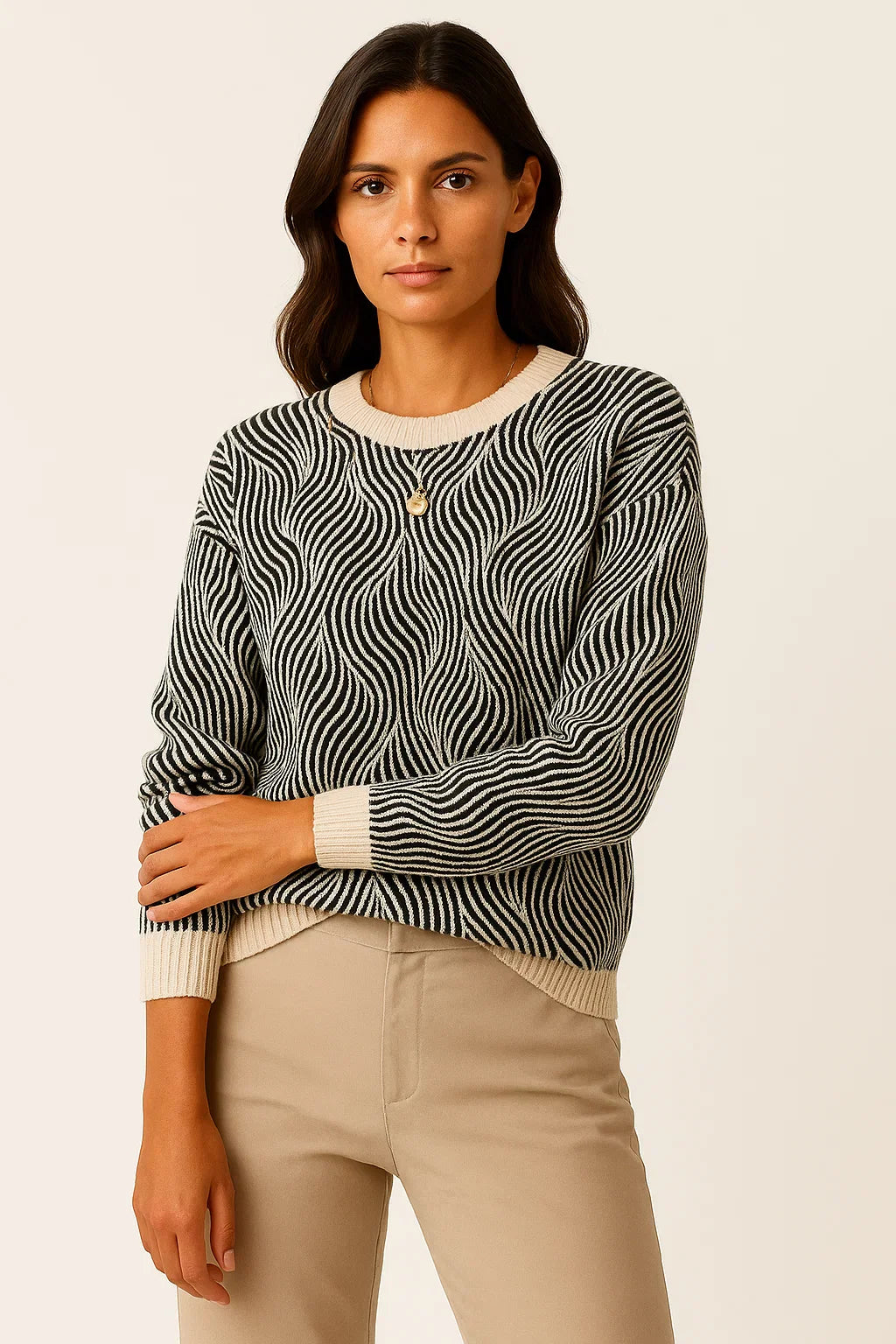 Women's Sweater Gray High Neck Soft Comfortable Timeless Design for Autumn and Winter