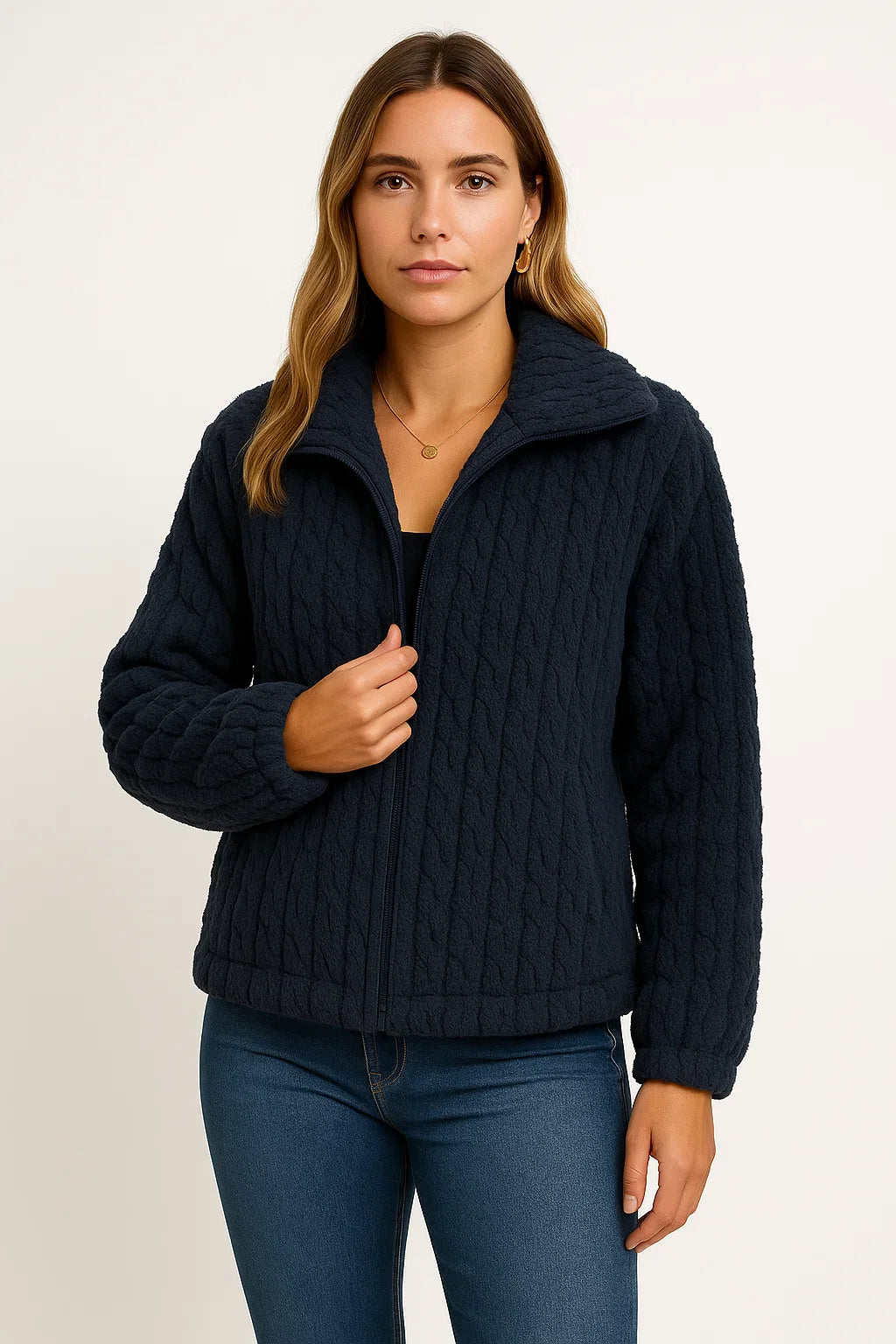 Women's Long Cardigan Black Soft Stretchy With Zipper Comfortable Flattering Silhouette