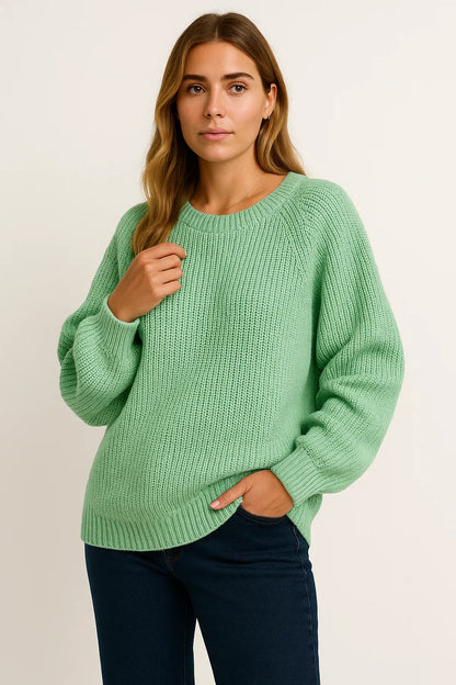 Women's Sweater Gray Loose Fit Soft Casual Style Ribbed