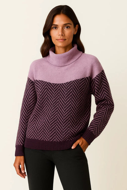 Women's Turtleneck Sweater Beige Wool Comfortable Timeless Design Relaxed Fit