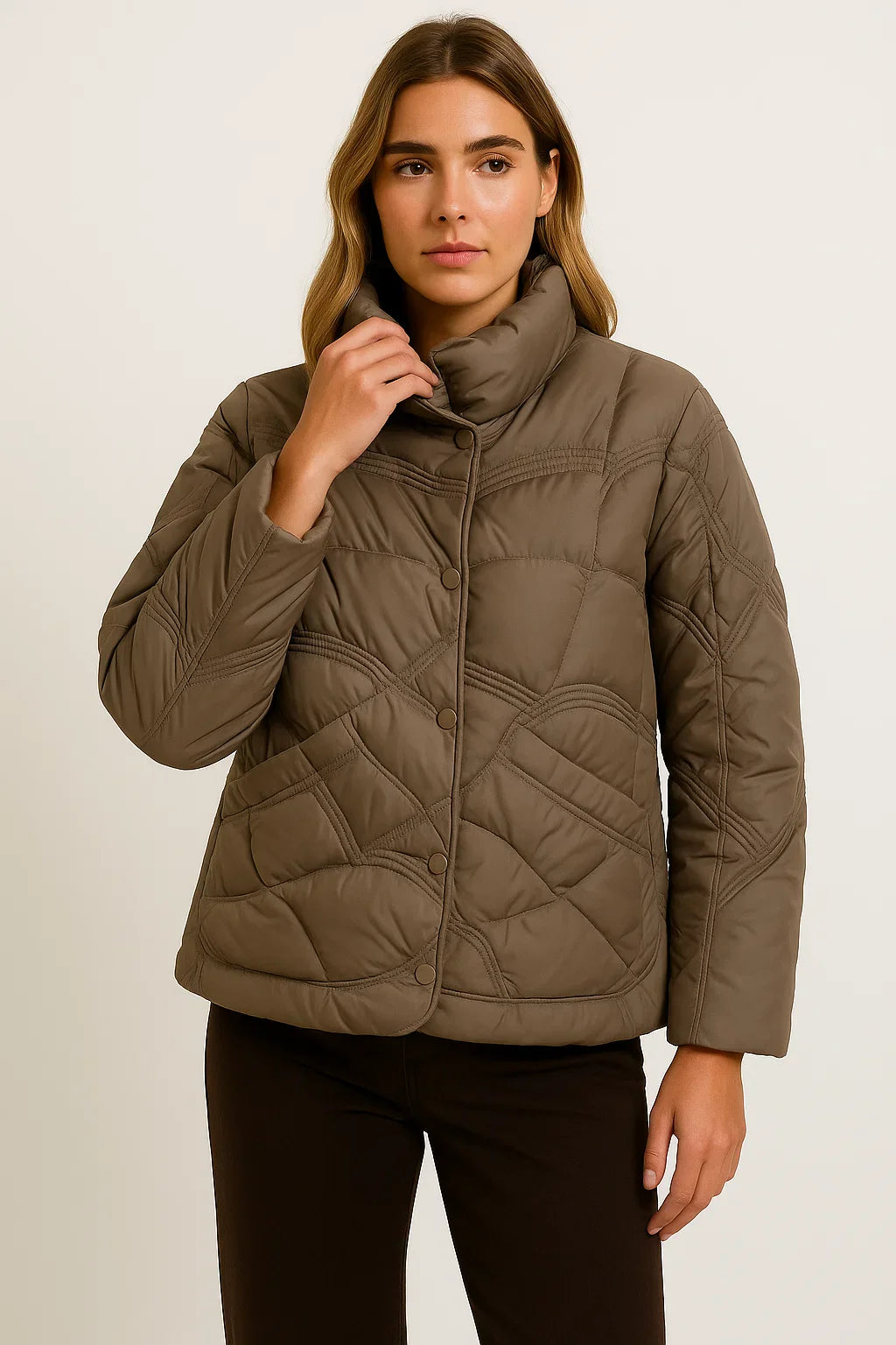 Women's Winter Jacket Grey Lightweight Polyester Casual Comfortable For Transitional Weather