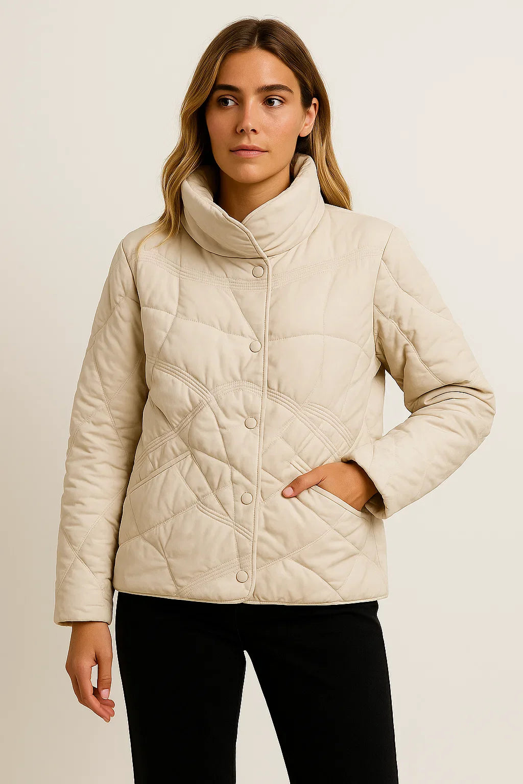 Women's Winter Jacket Grey Lightweight Polyester Casual Comfortable For Transitional Weather