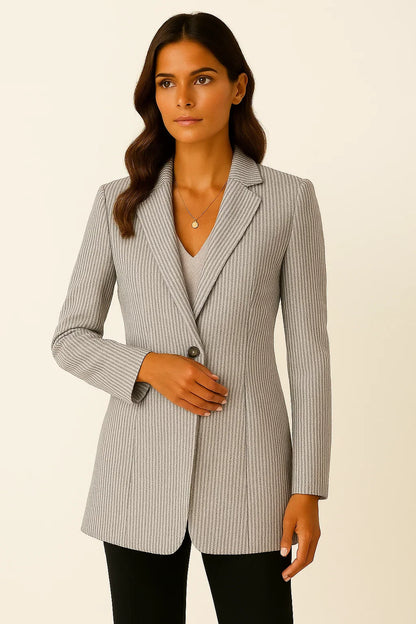 Women's Blazer Jacket Grey Polyester Elegant Comfortable Stylish Fit