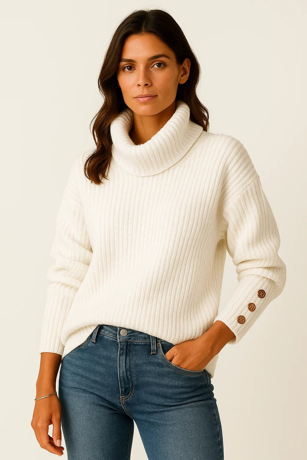 Women's Turtleneck Sweater Grey Soft Knit Comfortable Elegant Design