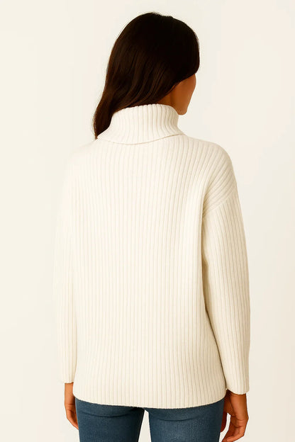Women's Turtleneck Sweater Grey Soft Knit Comfortable Elegant Design