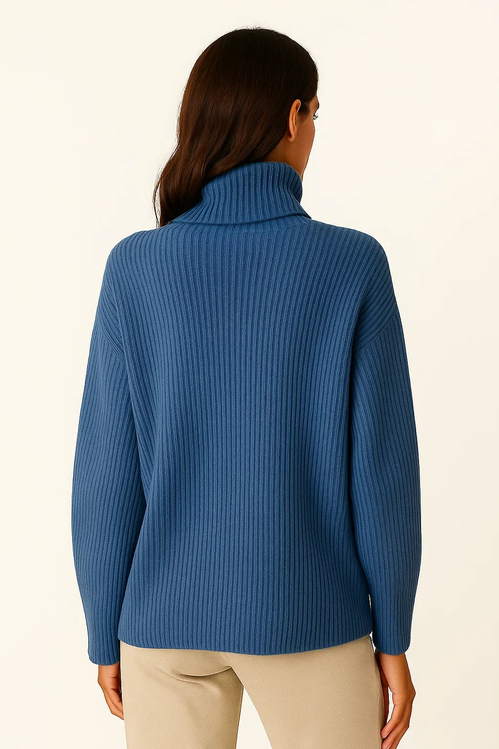 Women's Turtleneck Sweater Grey Soft Knit Comfortable Elegant Design
