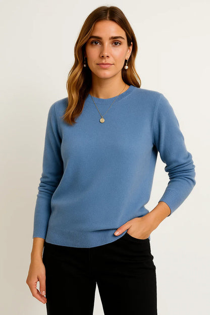 Women's Sweater O-Neck Gray Wool Casual Pullover Autumn Winter Knitwear