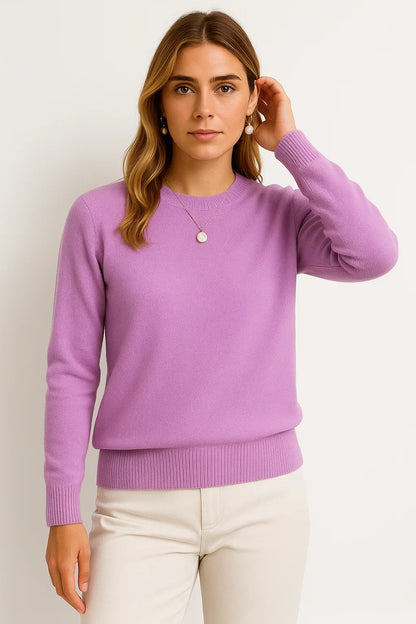 Women's Sweater O-Neck Gray Wool Casual Pullover Autumn Winter Knitwear
