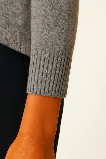 Women's Pullover Sweater Soft Knit Mock Neck Casual Gray