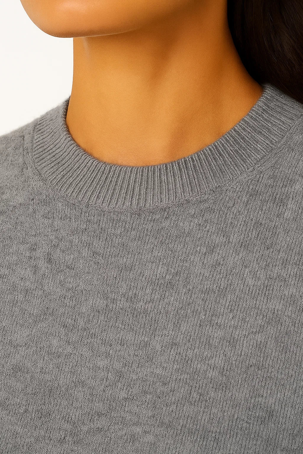 Women's Pullover Sweater Soft Knit Mock Neck Casual Gray