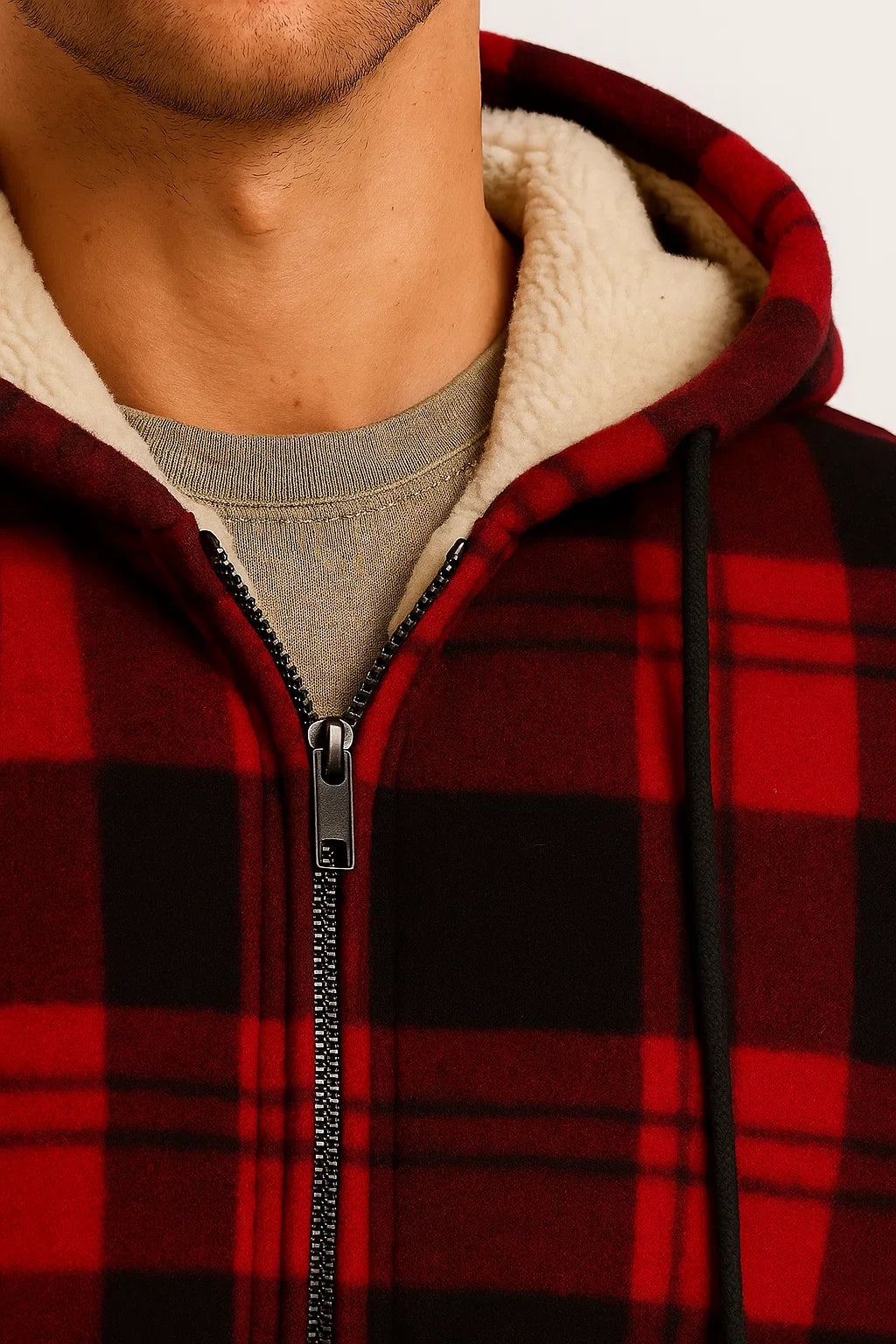 Men's Winter Jacket Black Fleece Lining Warm Insulation Casual Men
