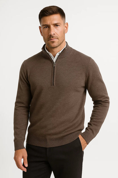 Men's Half Zip Sweater Merino Wool Casual Loose Fit Knitwear