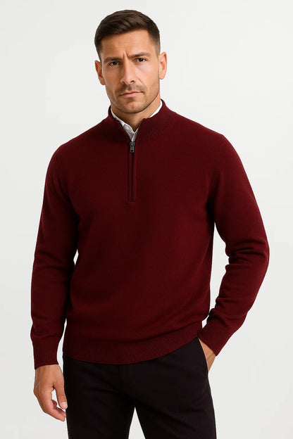 Men's Half Zip Sweater Merino Wool Casual Loose Fit Knitwear