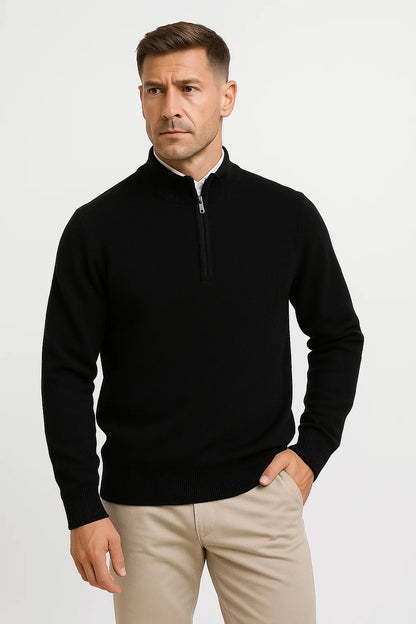 Men's Half Zip Sweater Merino Wool Casual Loose Fit Knitwear