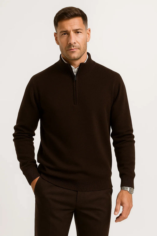 Men's Half Zip Sweater Merino Wool Casual Loose Fit Knitwear