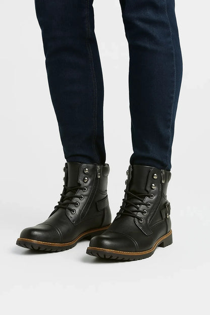 Men's Leather Boots Premium Leather Lace-up Durable Design