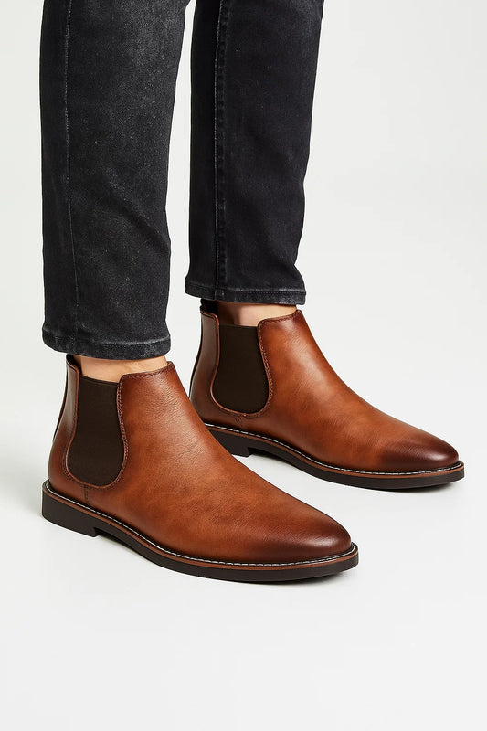 Men's Chelsea Boots Synthetic Leather Retro Slip-On Comfortable Fashion
