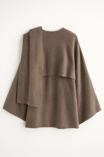 Women's Winter Coat Padded Plush Long Sleeve Asymmetric Scarf Design