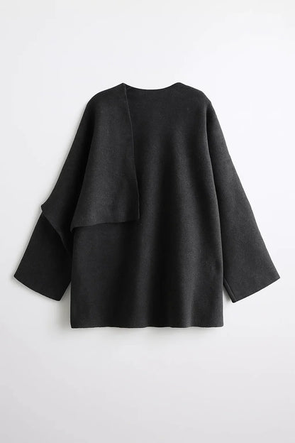 Women's Winter Coat Padded Plush Long Sleeve Asymmetric Scarf Design