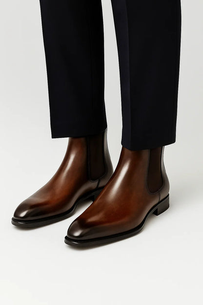 Men's Chelsea Boots PU Leather Slim Fit Slip-On Ankle Height