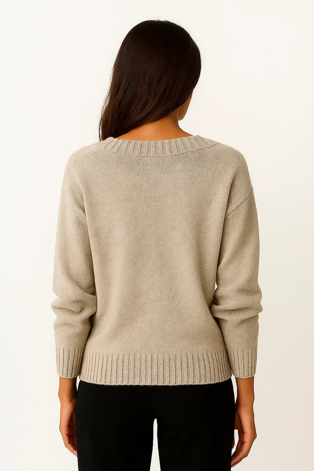 Women's Cashmere Sweater V-Neck Elegant Casual for Fall and Winter