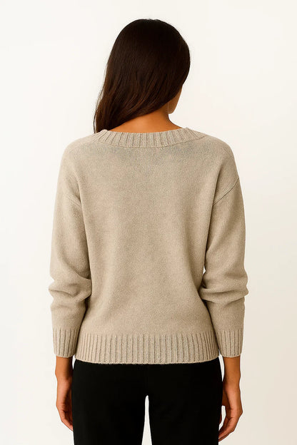 Women's Cashmere Sweater V-Neck Elegant Casual for Fall and Winter